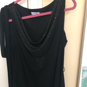 Black Calvin Klein Tie Dress/Tunic w/ Jewel Detail
